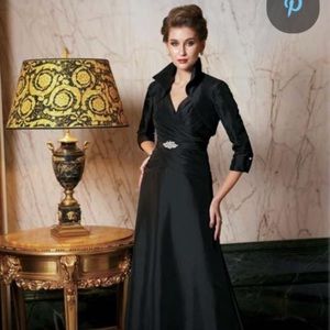 Jade Couture Black Satin Formal